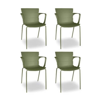 Lot de 4 fauteuils de table de jardin en polypropylène et métal, MONTAUK NOW'S HOME