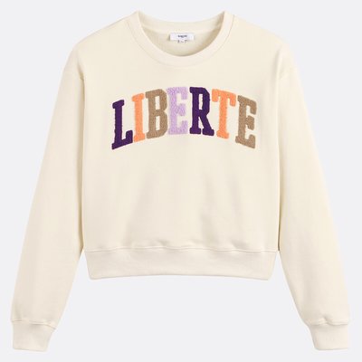 Langarm-Sweatshirt mit Rundhalsausschnitt und Schriftzug, SANDY SUNCOO