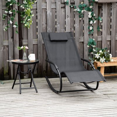Chaise longue à bascule rocking chair design noir OUTSUNNY