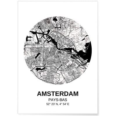 Affiche Carte Amsterdam L'AFFICHERIE