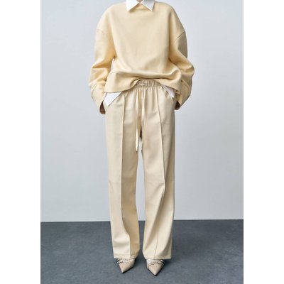 Pantalon wideleg simili-cuir MANGO
