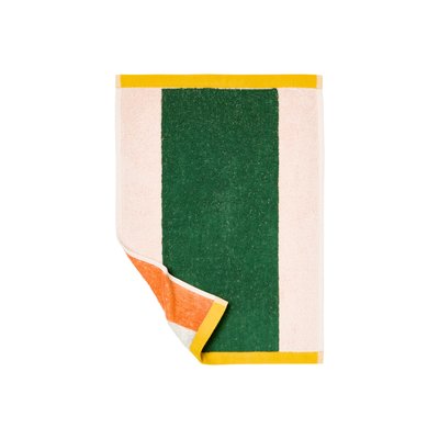 Serviette invité coton double face Lysiris vert et orange LYSIRIS CARRE BLANC