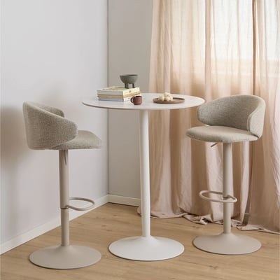 Table de bar ronde en céramique et pied tulipe en métal L80 - MARSA HELLIN, DEPUIS 1862