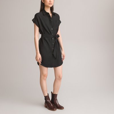 Vestido camisero corto, mezcla de lyocell y lino LA REDOUTE COLLECTIONS