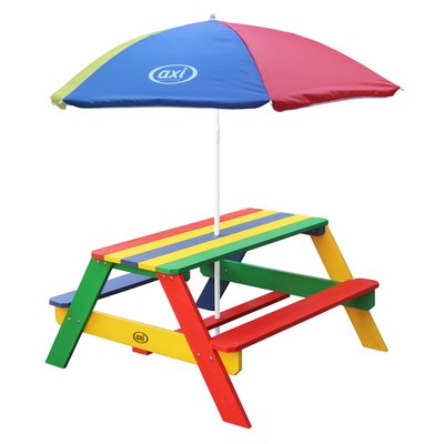 Nick table picnic arc-en-ciel - avec parasol arc-en-ciel AXI
