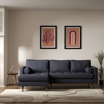 Coco Mid-Century Soft Brushed Chaise - Left facing with Walnut Legs SO'HOME