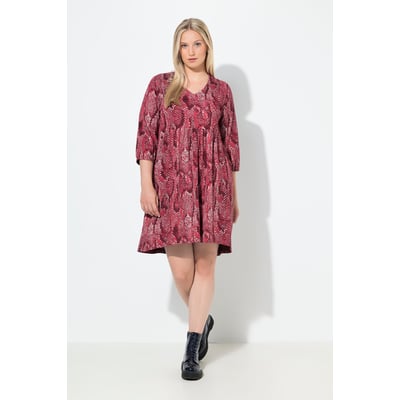 Robe en jersey évasée à col en V et manches ULLA POPKEN