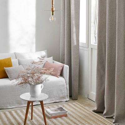 Rideau Alejandro Tamisant en Jacquard à motifs chevron Ecru 144x280 cm MADURA