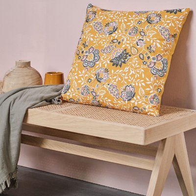 Coussin déhoussable imprimé floral coton INDIAN FLOWERS SHIVA TODAY