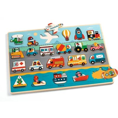 Puzzle en bois Puzzlo Vroom DJECO