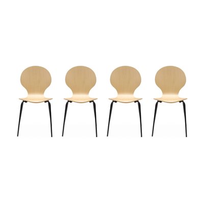 Chaise rétro empilables bois d'hévéa et contreplaqué (lot de 4) NAOMI SWEEEK