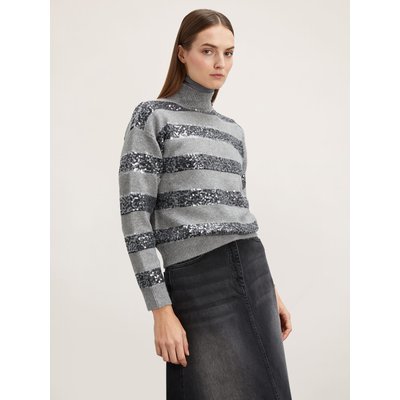 Col roulé en maille rayée et sequins ton sur ton MOTIVI