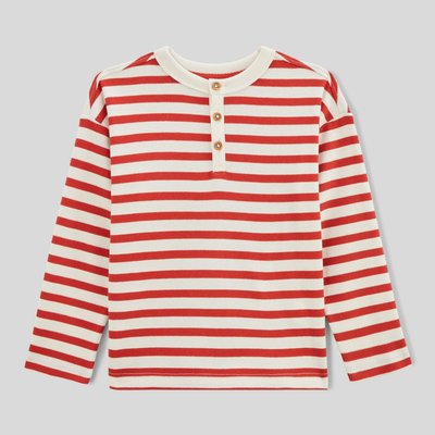 T-shirt manches longues rayé en coton gaufré BIO GOTS MONOPRIX
