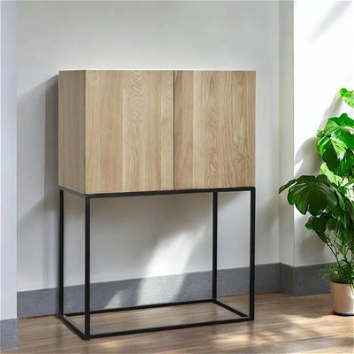 Buffet haut 2 portes chêne massif métal SOOMAA réf 30020868 PIER IMPORT
