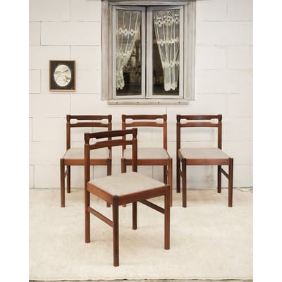 Lot de 4 chaises grises Alma N°1975 - Bon état DEBONGOUT