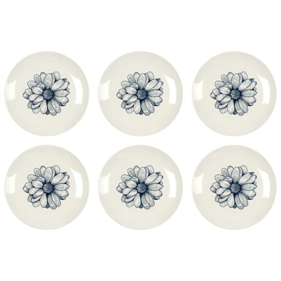 Assiette en porcelaine Cottage 20 cm (Lot de 6) Blanc et gris CMP