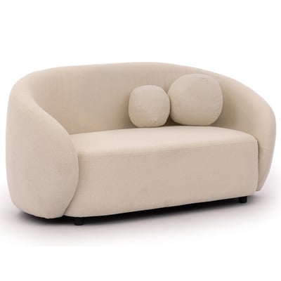 Flore - Canapé droit 2 places en tissu bouclette LISA DESIGN