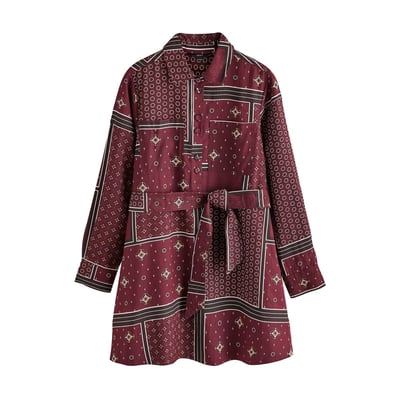Robe chemise manches longues/taille à nouer NEXT
