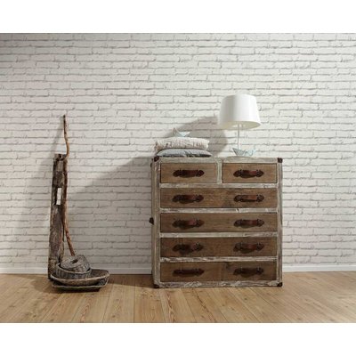 Papier Peint "Briques Blanches" HOME MAISON
