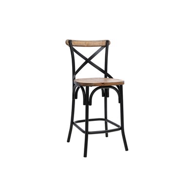 Tabouret de bar industriel en bois et métal noir 65 cm JAKE MILIBOO