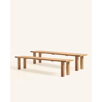 Pack de 2 bancs d'extérieur en bois - RONDA HANNUN