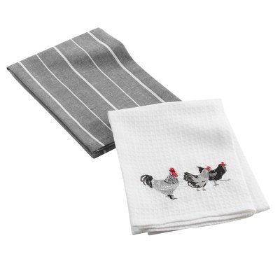 Lot de 2 torchons Auberge des poules DOUCEUR D'INTÉRIEUR