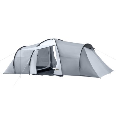 Tente de camping familiale 4-6 personnes 2 cabines rouge gris OUTSUNNY