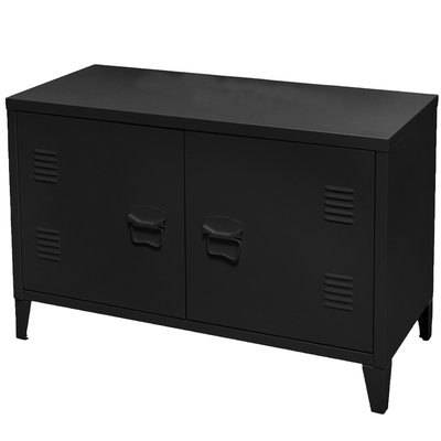 Meuble de télévision style industriel métal noir 100x40x53cm WADIGA