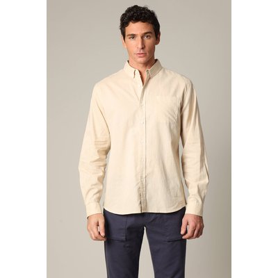 Chemise unie classique en lin avec manches longues et boutons SOLE DEELUXE