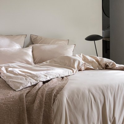 Housse de Couette en satin de coton lavé, RÊVE SATINÉ BLANC CERISE