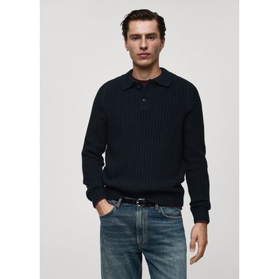 Pull-over col polo maille côtelée MANGO MAN