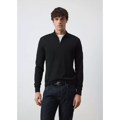Pull-over 100 % laine mérinos col zippé MANGO MAN