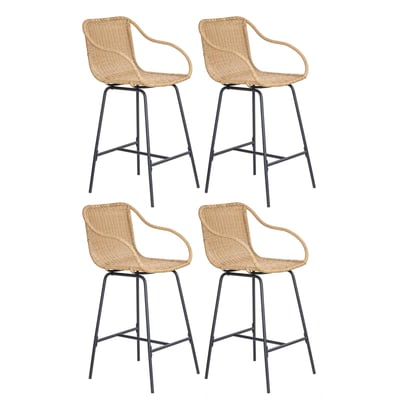 Lot de chaises de bar et d'ilot en métal et assise rotin 65cm MOOREA | Lot de 4 MOB IN