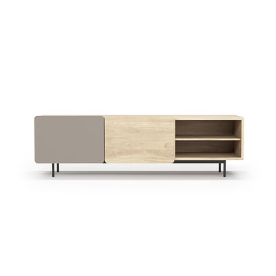 Meuble TV placard 2 portes arrondies, BISCUIT HERDASA