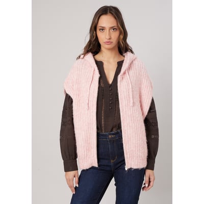 Gilet à capuche femme maille douce sans manches ALIAMA DEELUXE