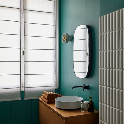 Store bateau Carlina  en Lin lavé légèrement froissé Vert 150x220 cm MADURA