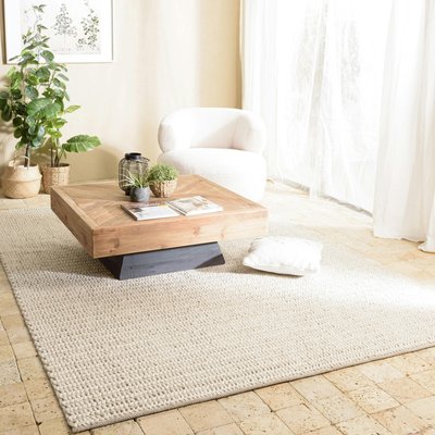 Tapis rectangulaire 200 x 290 cm laine tissée beige PIER IMPORT
