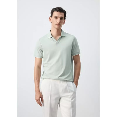 Polo uni avec détails en contraste MANGO MAN