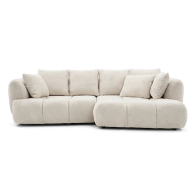 Canapé d'angle convertible 3 places en tissu bouclette, AUDE BOBOCHIC