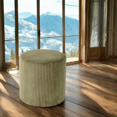 Pouf rond velours côtelé kaki (lot de 2) MALMOE PIER IMPORT
