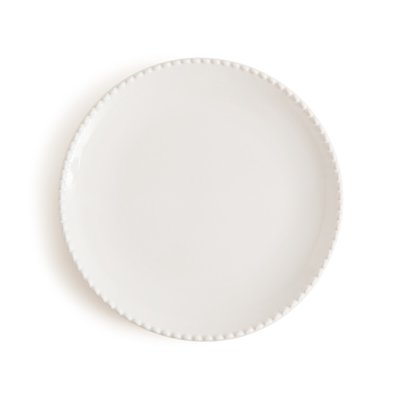 Lot 4 assiettes plates en grès liseré perlé, Akoya LA REDOUTE INTERIEURS
