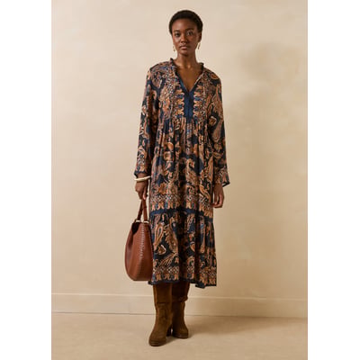Robe longue ample imprimée manches longues LA FEE MARABOUTEE