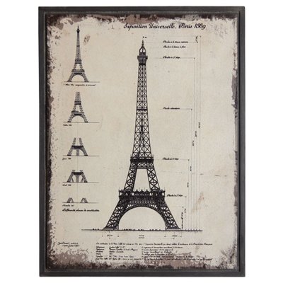 Tableau Architecte en bois Tour Eiffel AUBRY GASPARD