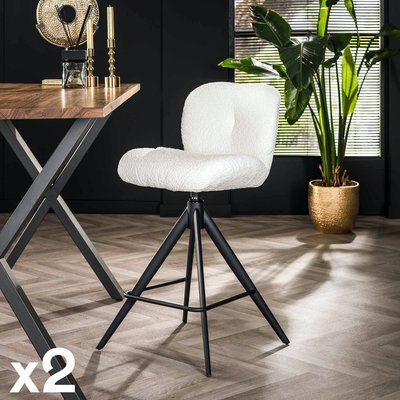 Tabouret de bar pivotant en bouclette blanche (lot de 2) GALWAY PIER IMPORT