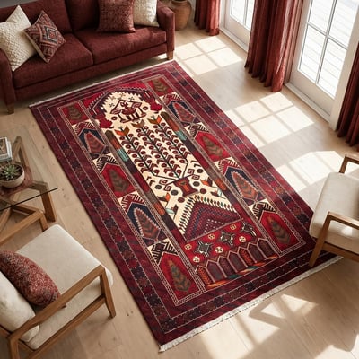 Tapis d'orient oriental, noué main en laine, BALUTSCH 1 UN AMOUR DE TAPIS