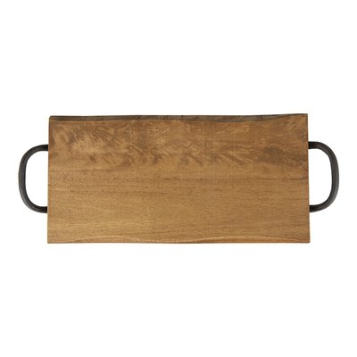 Plateau 40x20 cm en hévéa anses en métal T ET G WOODWARE