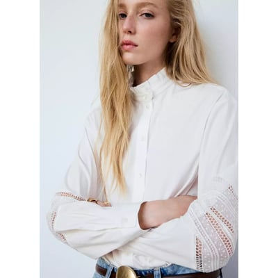 Chemise popeline brodée MANGO