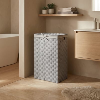 COMPACTOR - Panier à linge rectangulaire avec couvercle STAN - 25 x 38 x H.60 CM - Gris COMPACTOR