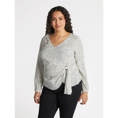 Blouse imprimée avec drapé sur le côté, avec plaque en métal FIORELLA RUBINO
