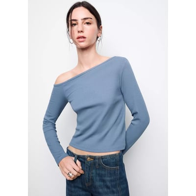 T-shirt côtelé asymétrique MANGO TEEN